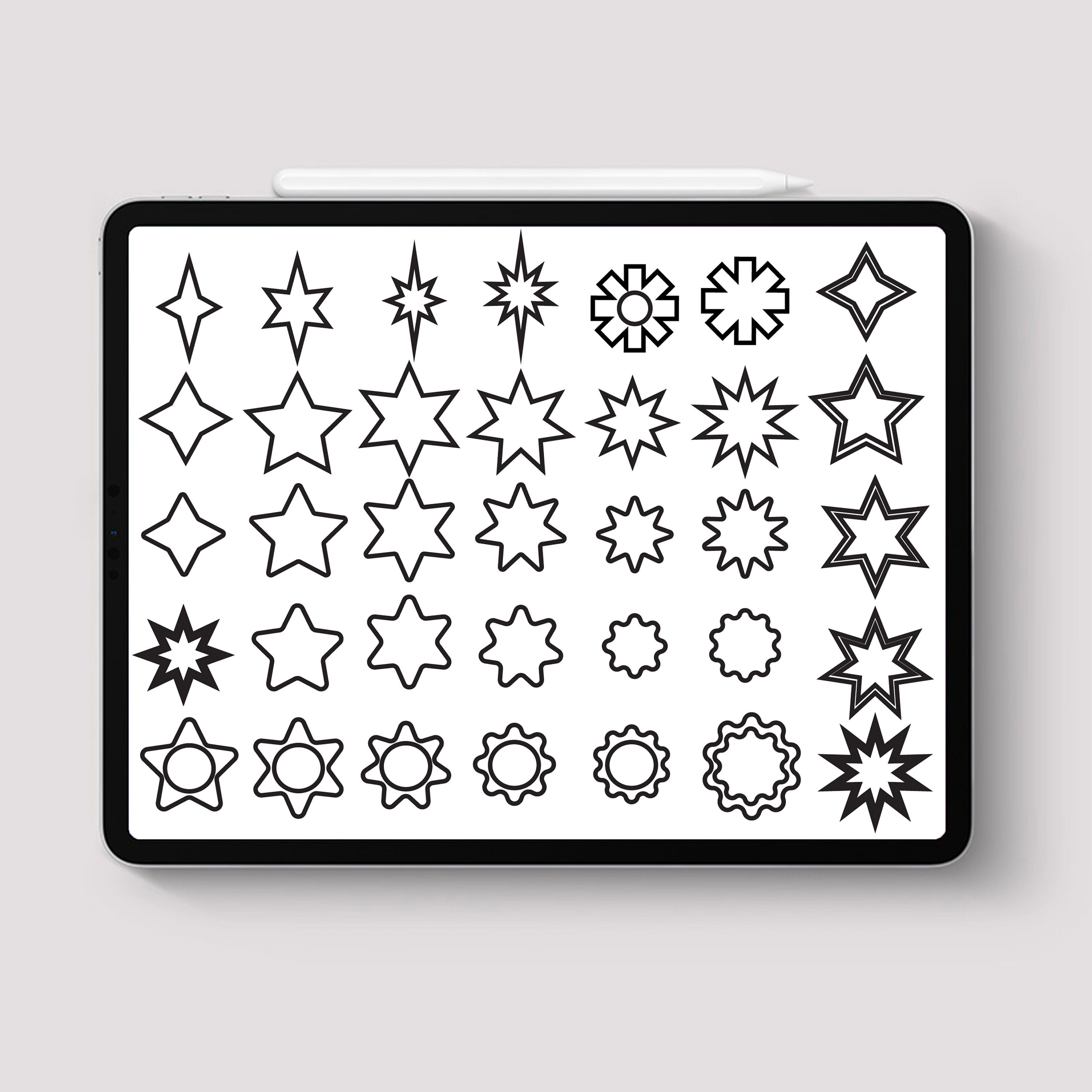 Procreate 140 Geometric Shape Stamps Brush Outline Basic Etsy