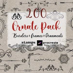 Procreate Ornament Stamps: 200 pennelli per cornici e scritte in stile tatuaggio