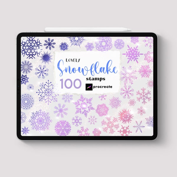 Procreate Snowflake Stamps 100 Procreate Ornament Snowflakes Tattoo Snowflake Winter Theme Brush Procreate Christmas Snow Ornate Stamps