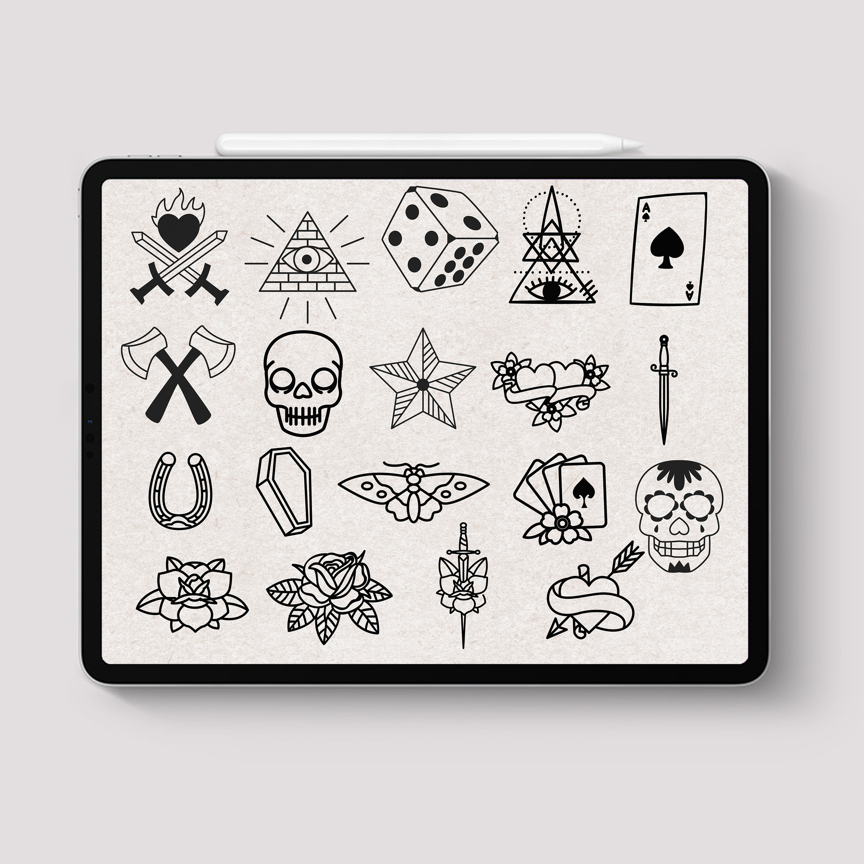 Procreate Traditional Tattoo Stamps : Oldschool Tattoos Design Gothic ...