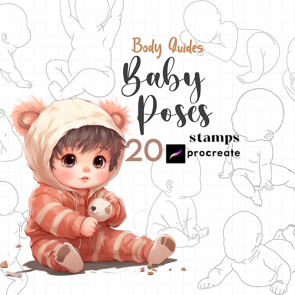 Procreate Baby Pose Stamp Brush 20 Procreate Baby Body Guides Baby Drawing Babies Anatomy Body Procreate Babies Procreate Character Figure