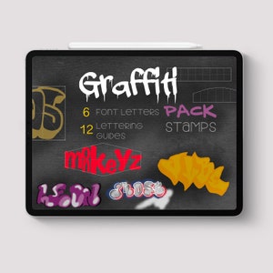 Procreate - Graffiti Pack Letter Stamp Font Brush Easy Writing Grid Type Text Tattoo Doodle Art Digital How Draw Street art Spray Paint