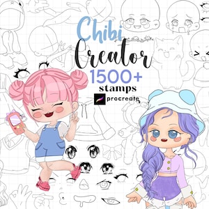 Procreate Chibi Creator Stamp Brush XXL Procreate Chibi Base Procreate Character Maker Body Guides Cartoon Manga Chibi Eyes Clothes Hairs