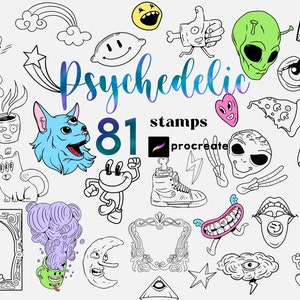 Procreate Psychedelic Tattoo Stamp Brushes 81 Procreate Surrealistic Oldschool Sarcastic Gothic Art hallucination