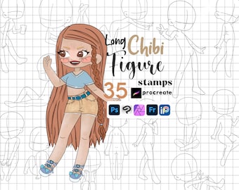 Procreate Chibi Pose Stamps: Chibi Body Base Guides ABR Photoshop Clip Studio Krita-Pinsel
