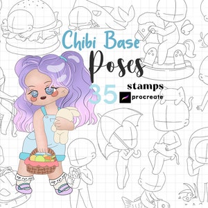 Procreate ちびベース スタンプブラシ 35 ちびボディガイド Procreate ちびポーズ キャラクターメーカー かわいい カワイイ Procreat 漫画リファレンス ちびベース