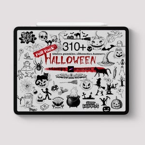 Procreate Halloween Witch Stamps 319 Halloween Procreate Mystic Stamp Brush Procreate Tattoo Ghost Pumpkin Horror Stamps for Procreate