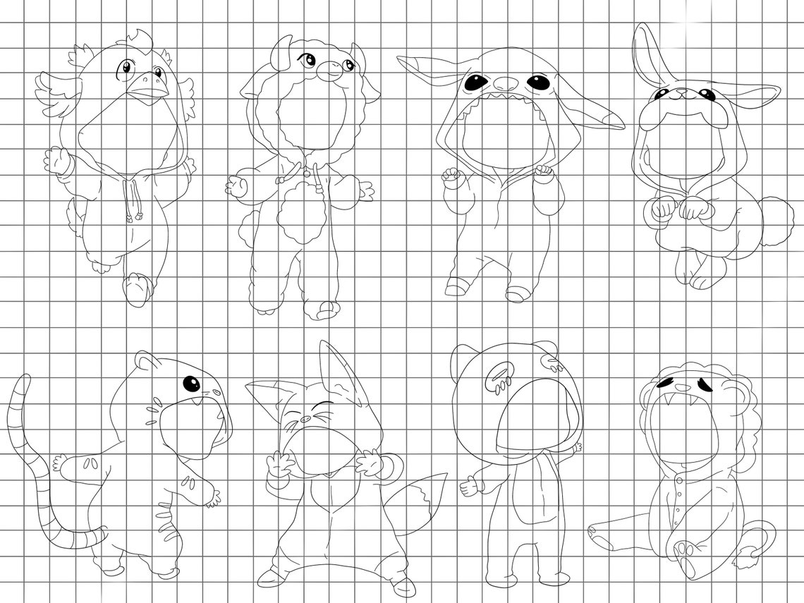 Procreate Chibi Clothes Stamps : Kawaii Outfit Animal Costume Cartoon ...