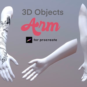 Procreate 3D Object Arm Model Tattoo Brush Male Ink Hand Practice Mockup E book Catalog Doodle Art Digital Easy Realistic Photo Tutorial