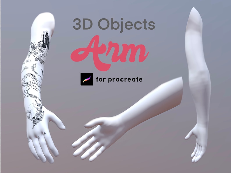 Procreate 3D Object Arm Model Tattoo Brush Male Ink Hand Practice Mockup E book Catalog Doodle Art Digital Easy Realistic Photo Tutorial image 1