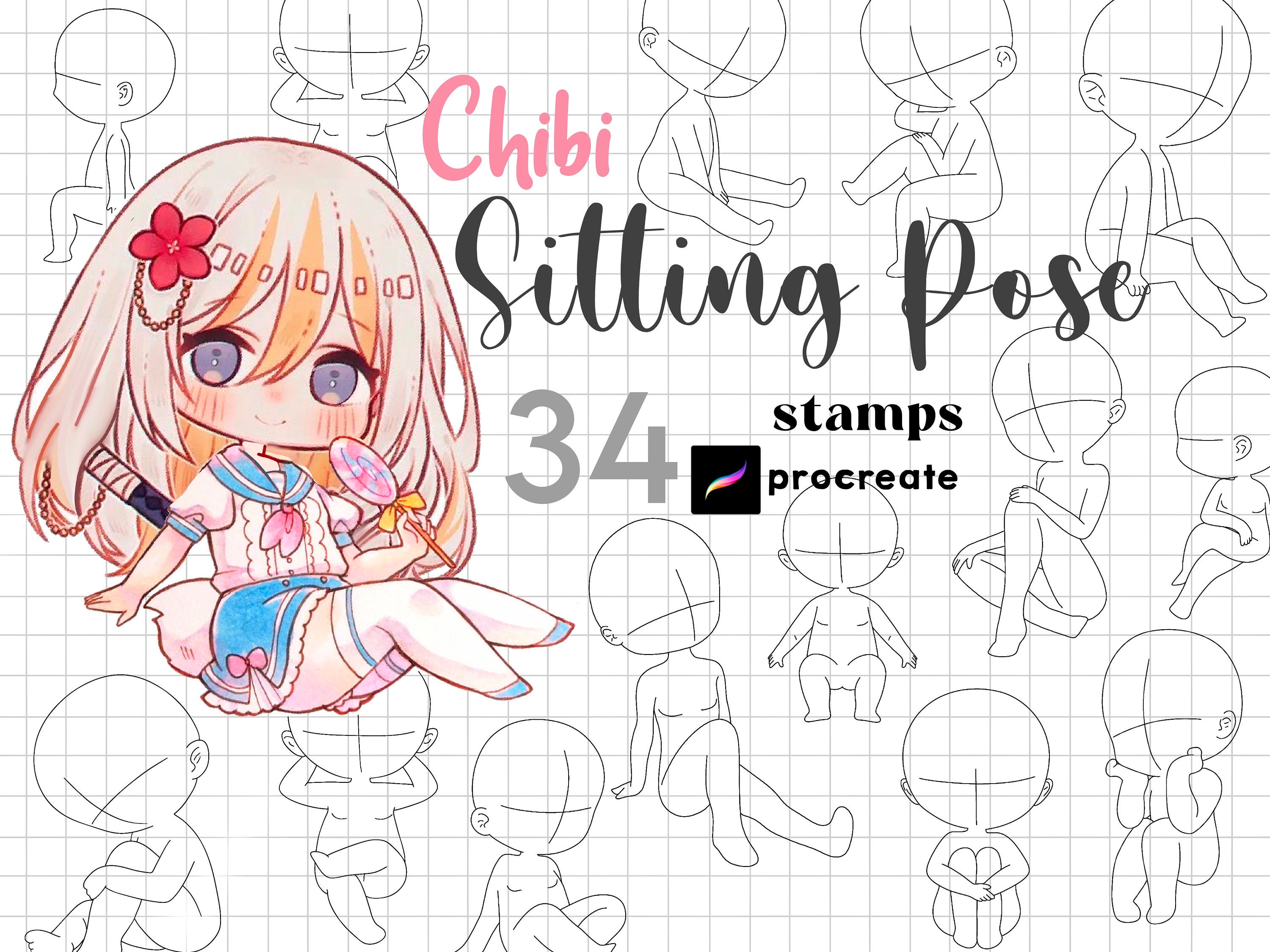 Procreate Chibi Poses Stamps Couple Poses Anime Figure -  Norway