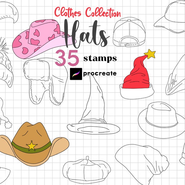 Procreate Hat Stamp 35 Anime Drawing Guides Procreate Chibi Hat Kawaii Accessory Portrait Character Maker Procreate Character Cartoon Manga