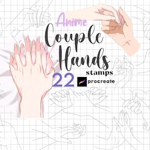 Sello de manos de pareja de Procreate 22 Guías de manos de anime de Procreate Manos de amante de Procreate Manos de hombre y mujer Partes del cuerpo Creador de personajes de manga de Procreate