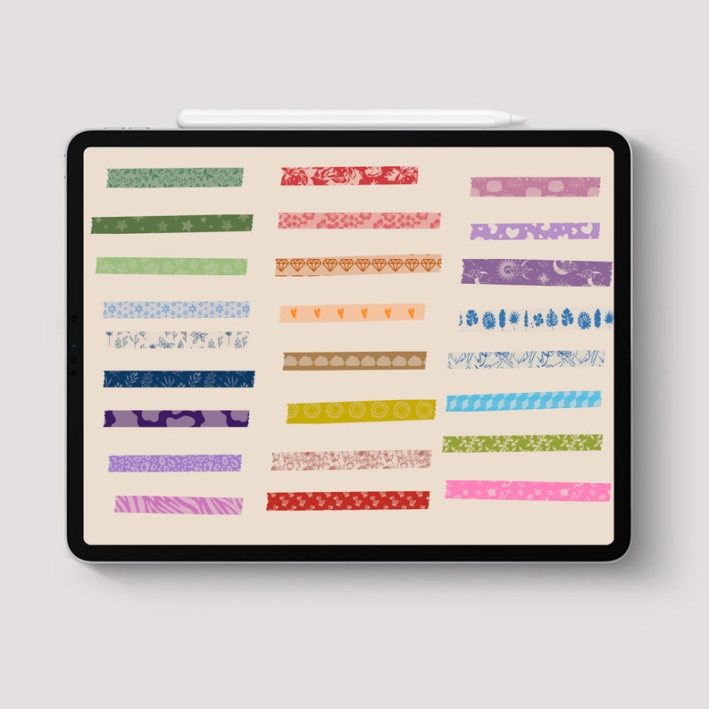 Procreate 55 Washi Tape Brush Digital Planner Bullet Journal Etsy