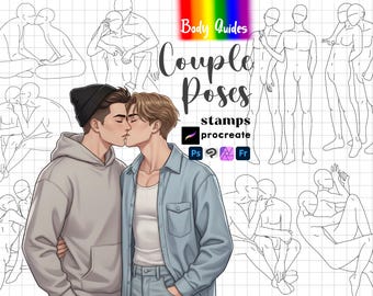 Procreate Gay Couple Poses : Anime Man Anatomy LGBT Boy Body Male Photoshop Brushes