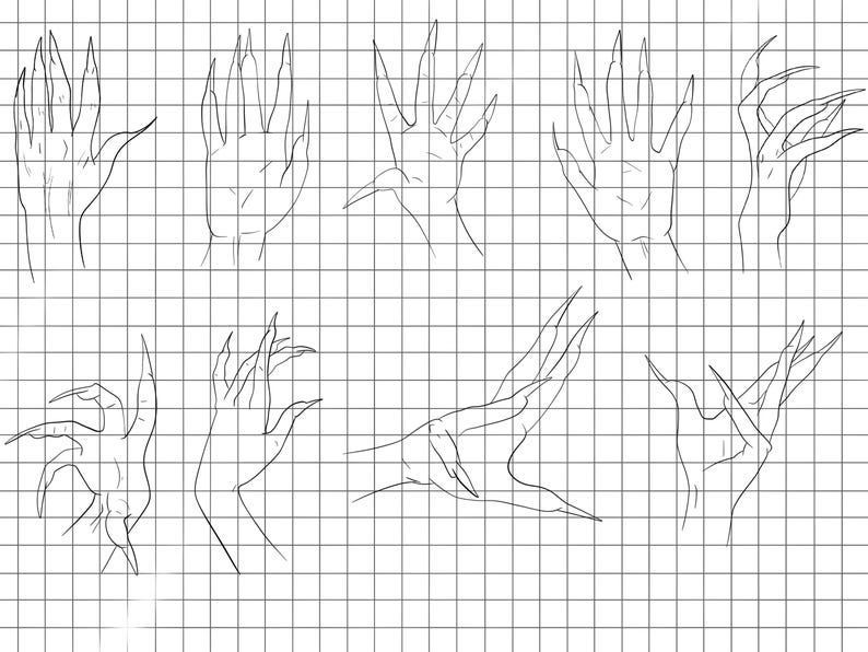 Procreate Gothic Claw Hand Stamps : Manga Clawed Hands Anime Witch ...