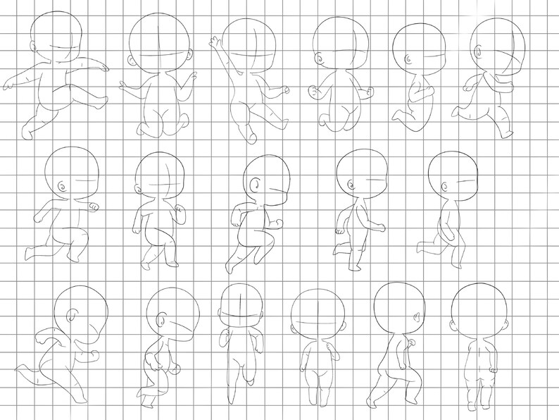 Procreate Chibi Stamps : Chibi Body Kawaii Base Guides Cartoon ...