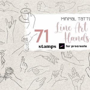 Procreate Line Art Handstempel Pinsel 71 Procreate Hände Skizze Handgezeichnete Linie Art Procreate Minimale Handhilfslinien für Poster Aufkleber