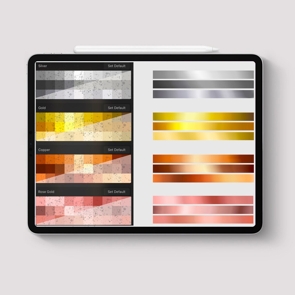 Procreate Palette Metallic Color Swatch Full Set Gold Rose Etsy