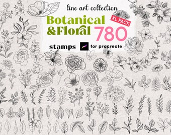 Procreate Flower Stamps 780 Flower Tattoo Brushes Full Pack Procreate Floral Brushes Botanical Stamps Bouquet Roses Daisy Peony Stamps Brush