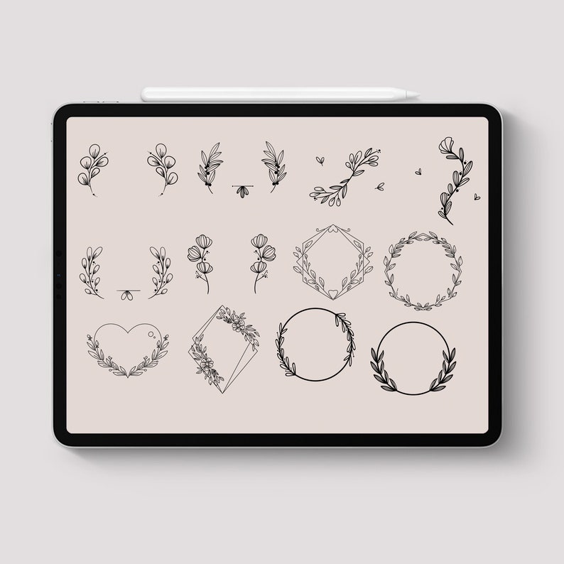 Procreate 80 Flower Wreath Stamps Botanical Brushes Floral - Etsy