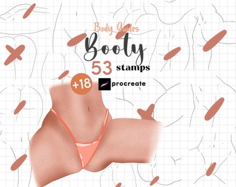Procreate Women Booty Stamps : Anime Girl Poses Manga Body Parts Anatomy Reference Brushes