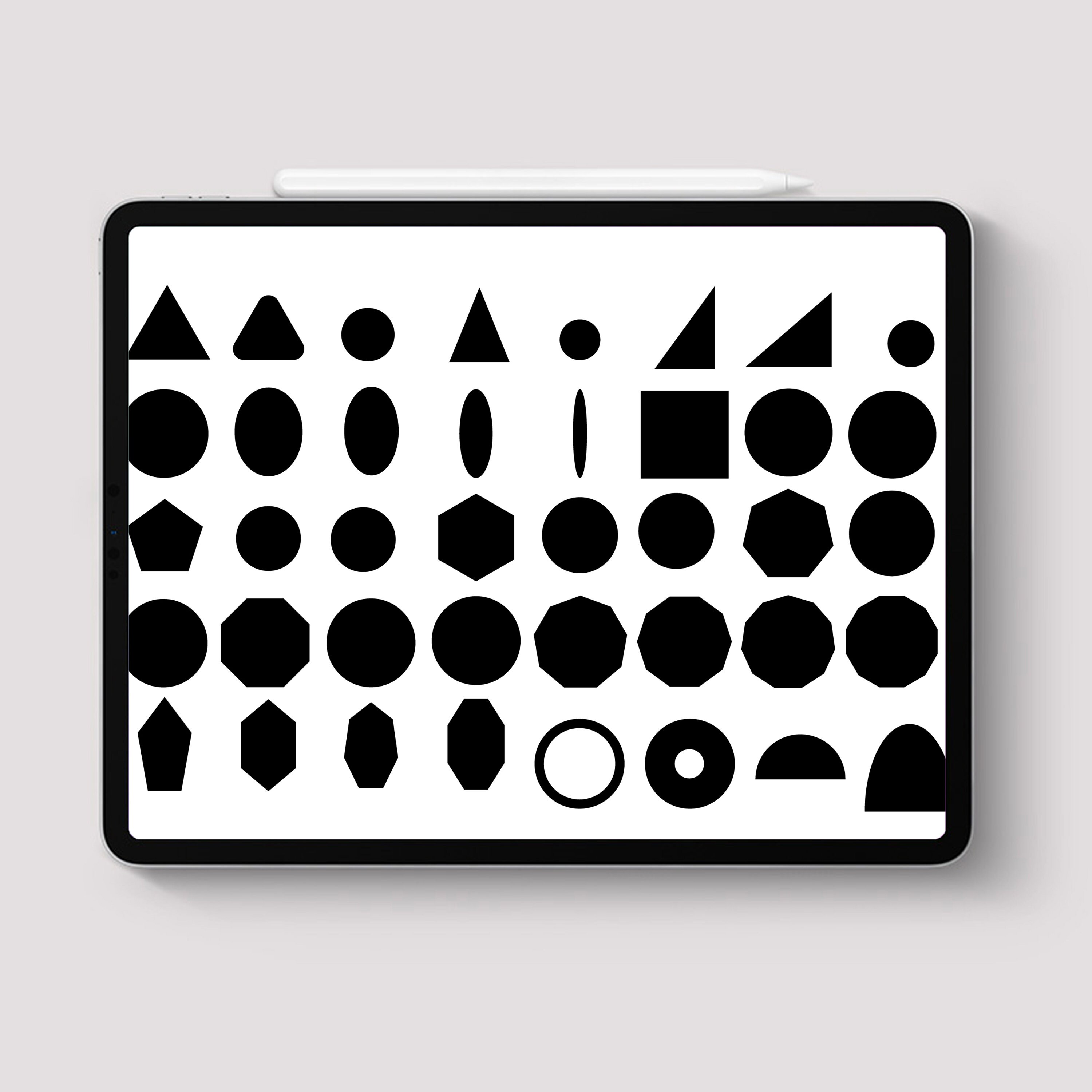 Procreate 140 Geometric Shape Stamps Brush Solid Basic Etsy