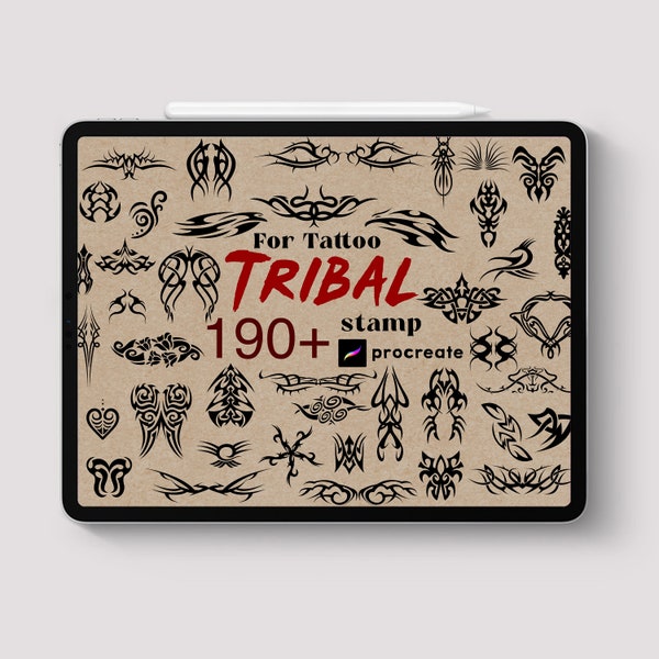 Procreate - Tribal Tattoo Pack Stamp Brush Ornament Abstract Ornate Man Design Pattern Traditional Ink Stencil Easy Fantastic Art men
