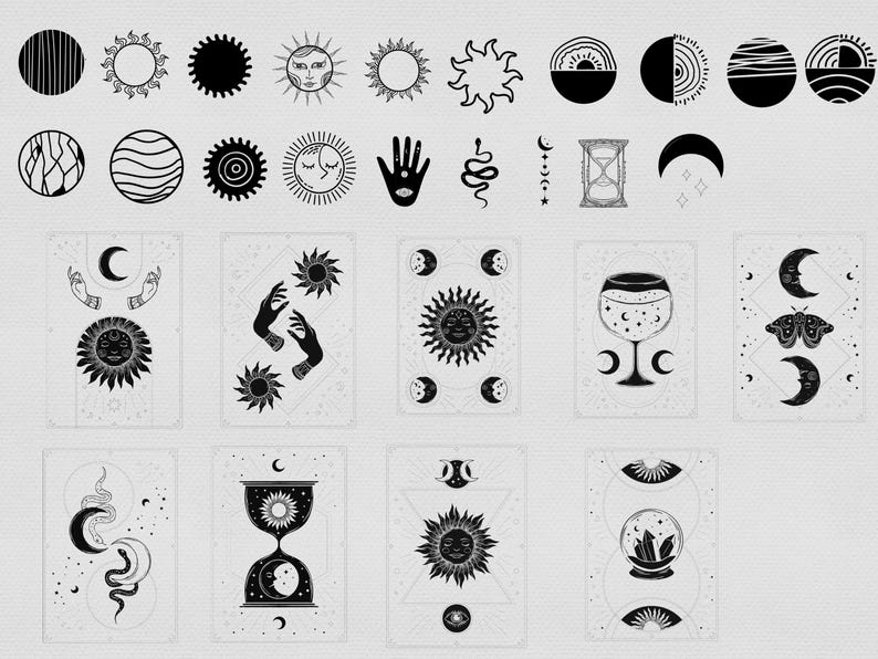 Procreate Witch Stamps : Celestial Tattoo Photoshop Esoteric Tarot ...