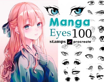 Procreate Anime Eyes Stamp Brush Manga Eyes Procreate Anime Eye Manga Chibi Character Eye Guides  Procreate Portrait Eyes Kawaii Cartoon