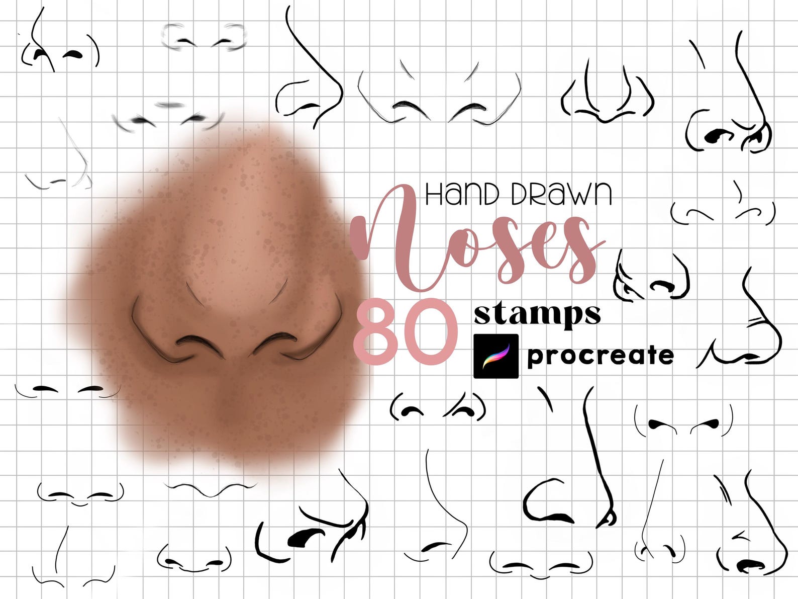 Procreate Nose Procreate Nose Stamps : 80 Anime Manga Portrait Face Guide Reference ...