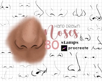 Procreate Nose Stamps : 80 Anime Manga Portrait Face Guide Reference Brushes