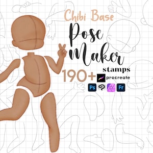 Procreate Chibi Maker: Guide per il corpo Chibi, base per pose da cartone animato, Photoshop Clip Studio Brushes