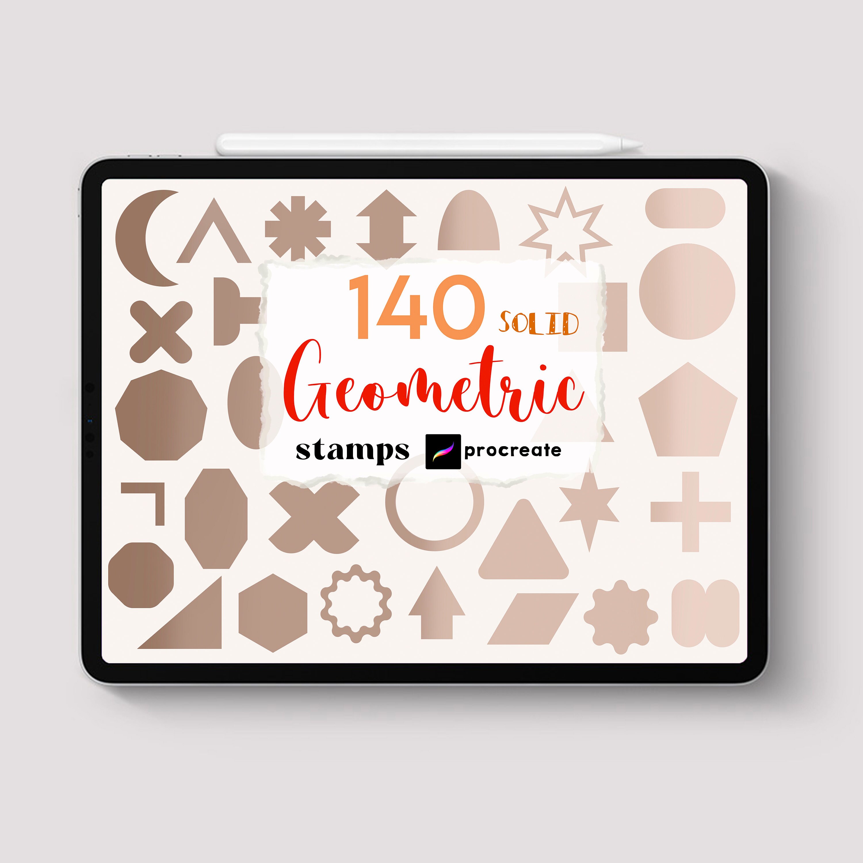 Procreate 140 Geometric Shape Stamps Brush Solid Basic Etsy