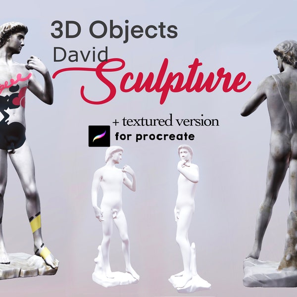 Procreate 3D Object Sculpture Model Tattoo Brush Body Male Renaissance Ink Hand Practice Mockup E book Catalog Art Realistic Photo Tutorial