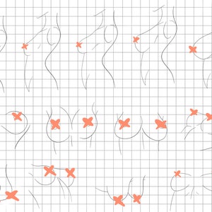 Procreate Women Breast Stamps : Anime Girl Poses Anatomy Body Guides Manga Reference Brushes image 2