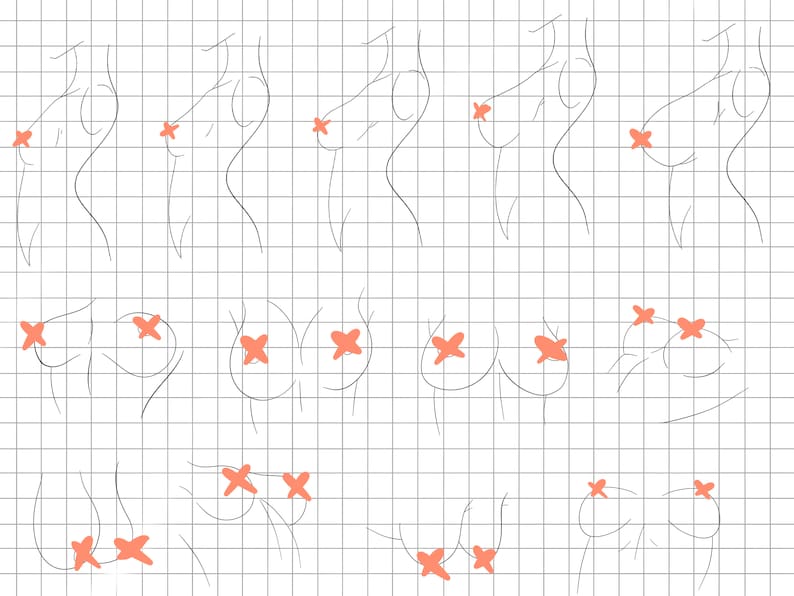 Procreate Women Breast Stamps : Anime Girl Poses Anatomy Body Guides Manga Reference Brushes image 2