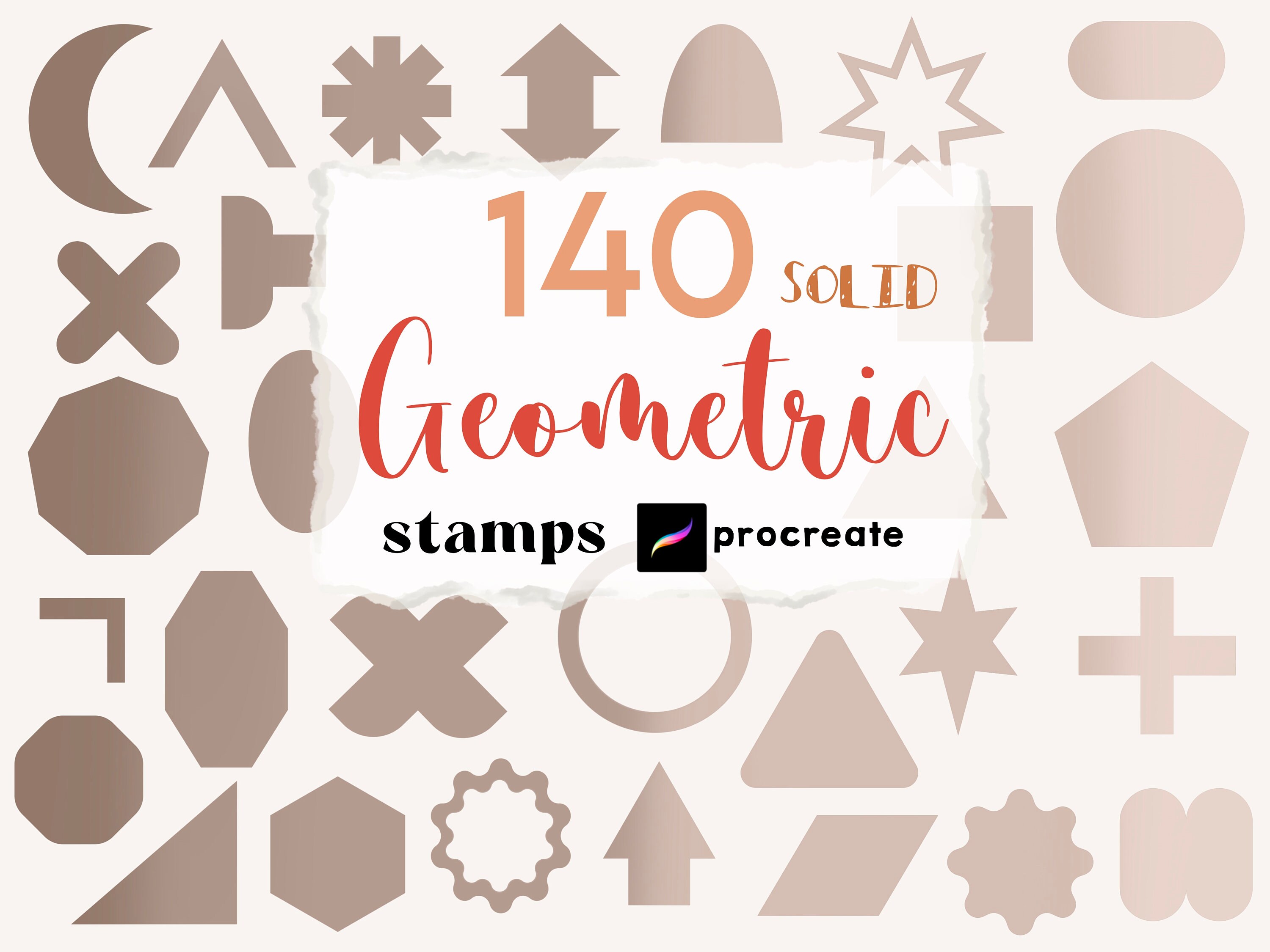 Procreate 140 Geometric Shape Stamps Brush Solid Basic Etsy
