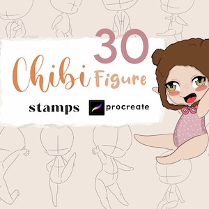 Procreate Chibi Stamp Procreate Chibi Body Guide Chibi Base Procreate Chibi Guides Brush Figure Manga Kawaii Cartoon Chibi Drawing