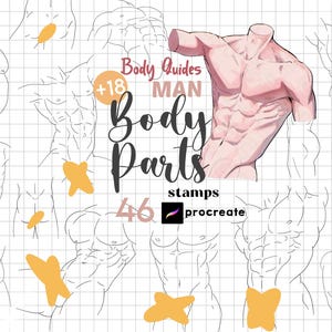 Procreate Anime Boy Stamp 46 Procreate Man Torso Pose Maker Body Parts Anime Boy Procreate Male Body Guides Anatomy Manga Character Draw