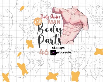 Procreate Anime Boy Stempel Pinsel Set: Männliche Körper Posen, Manga Anatomie (Digitaler Download