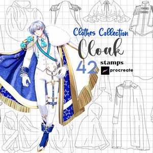 Procreate Cloak Stamps Procreate Anime Clothes Brushes 42 Man Anime Clothing Procreate Pelerine Boy Guide Manga Character Fashion Design