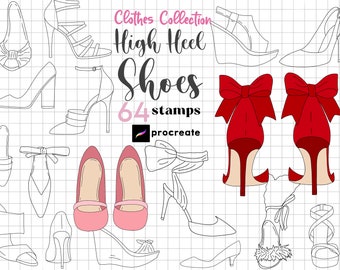 Procreate Shoes Stamps Brushes 64 Anime Clothes Shoes Procreate Anime Girl  SHigh Heel Shoe Drawing Women Shoe Manga Cloth Fashion Design
