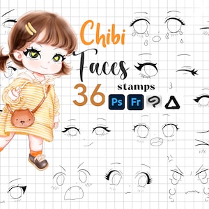Photoshop Chibi Faces Stamp 56 Clip Studio Paint Fresco Affinity Photo Chibi Base Guides Cartoon Eyes Psd Kawaii Eyes Clip Studio Chibi Face