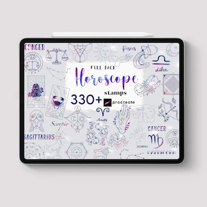 Procreate - 330 Zodiac Horoscope Stamps Brush Full Pack Signs Astrology Themed Celestial Constellation Wheel Art Digital Moon How to Draw