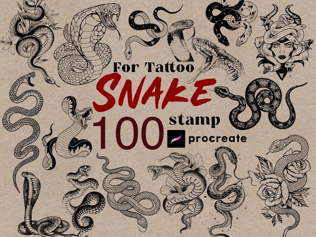 Procreate Snake Tattoo Stamps Brush 100 Procreate Tattoo Stamps Snake