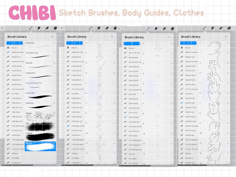 Procreate Chibi Stamps : Chibi Maker Pack Kawaii Body Base Photoshop ...