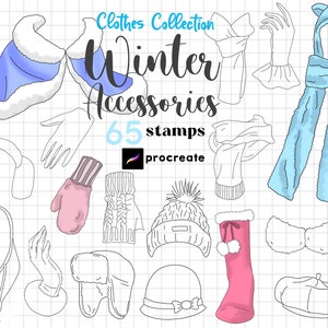 Procreate Chibi Accessories Stamp 65 Kawaii Winter Accessory Procreate Anime Scarf Gloves Character Maker Procreate Cartoon Manga Chibi Hat