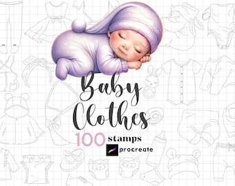 Procreate Baby Clothes Stamps : Anime Baby Clothing Bodysuit Manga Infant