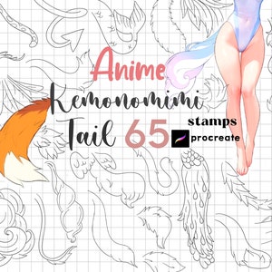 Procreate Anime Animal Tails Stempel Brush 65 Procreate Kemonomimi Anime Guides Manga Chibi Character Procreate Fantasy Tail Kawaii Cartoon